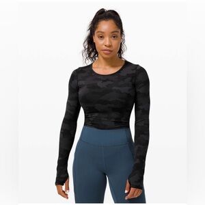 Lululemon Women Wunder Train Cropped Long Sleeve Size 10.